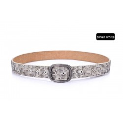 Fashionable leather belt with metal buckle & rivetsBelts