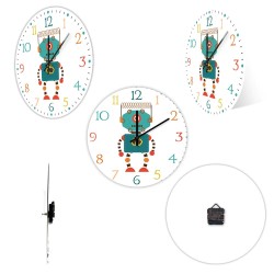 Stylish kids wall clock - quartz - retro robot designClocks