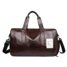 Fashionable travel / sport leather bag - with shoe compartment - large capacityBags