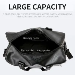 Fashionable travel / sport leather bag - with shoe compartment - large capacityBags