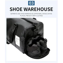 Fashionable travel / sport leather bag - with shoe compartment - large capacityBags