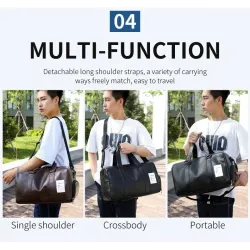 Fashionable travel / sport leather bag - with shoe compartment - large capacityBags