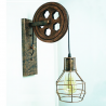Retro pulley wall light - wooden lampWall lights