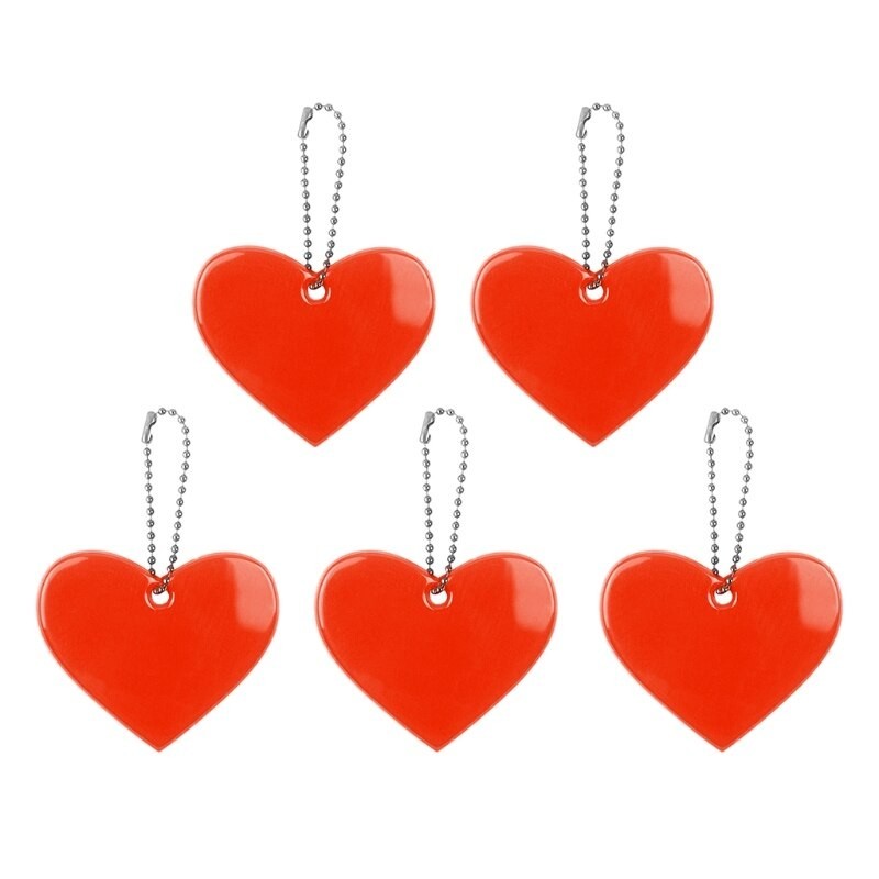 Heart shaped reflective keychain - 5 piecesKeyrings