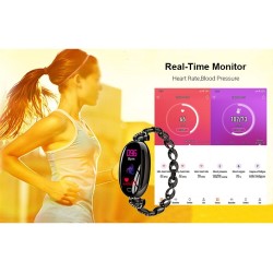 H8 Smart Watch - hollow-out strap with diamonds - heart rate monitor - fitness tracker - waterproof - Android - BluetoothSmar...