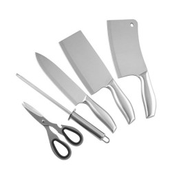 Kitchen knives set - paring knife - chopping knife - scissors - knife sharpener - with stand - stainless steelSteel