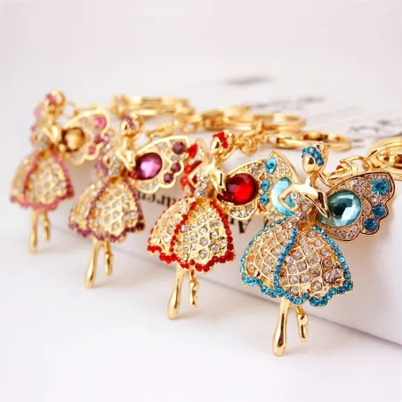 Crystal lucky angel with wings - keychainKeyrings