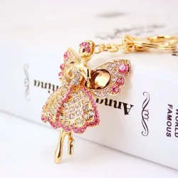 Crystal lucky angel with wings - keychainKeyrings