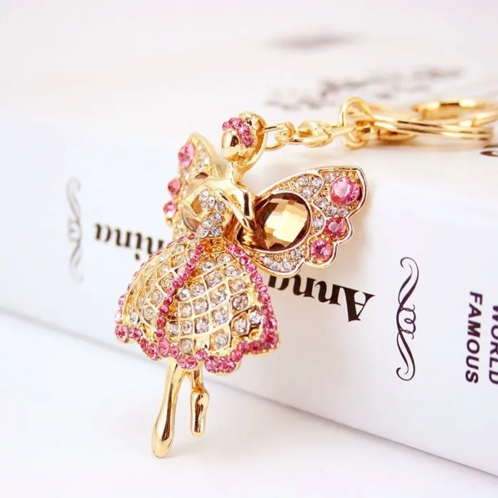 Crystal lucky angel with wings - keychainKeyrings