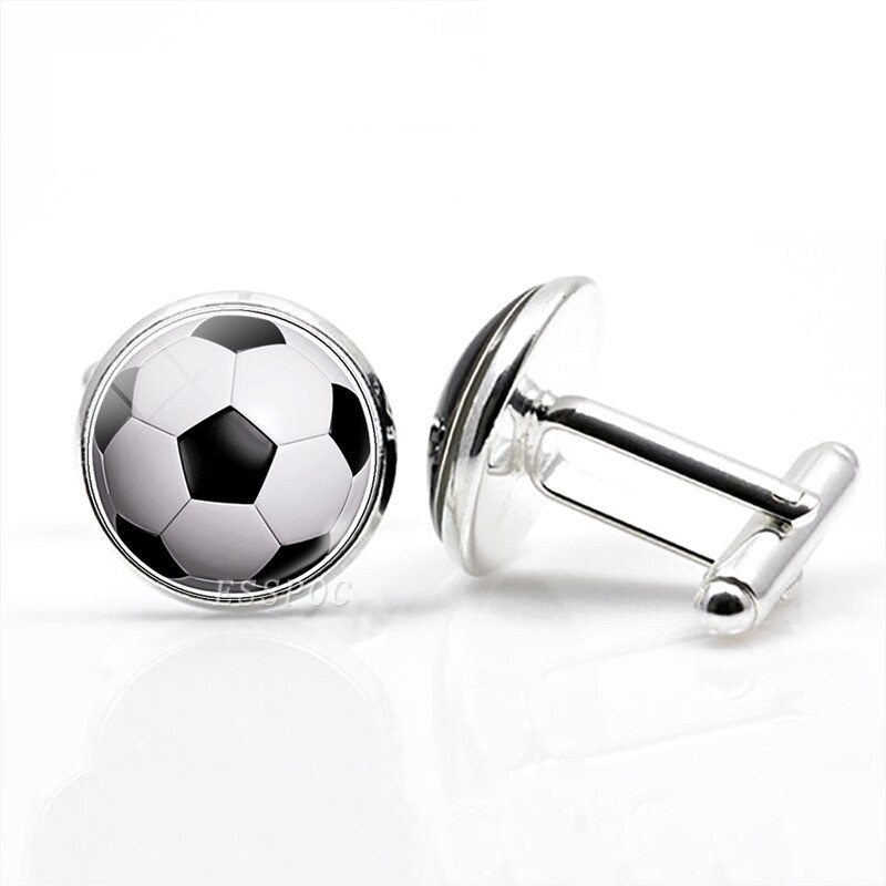 Football / basketball / baseball / volleyball - glass round cufflinksCufflinks