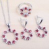 Exclusive jewellery set - necklace - earrings - ring - white and red zirconia - 925 sterling silverJewellery Sets