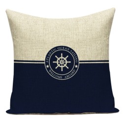 Decorative blue cushion cover - sea - compass - anchor - ship - marine patterns - 40 cm * 40 cm - 45 cm * 45 cmCushion covers