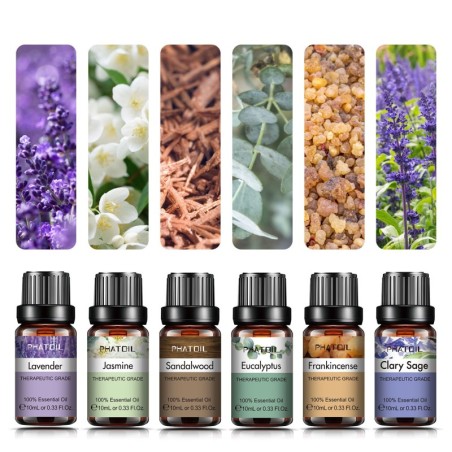 Pure natural essential oil - aroma oil - sandalwood - frankincense - clary sage - lavender - eucalyptus - jasmine - 10ml - 10...