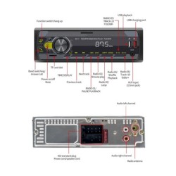 Car radio - 1 Din - Bluetooth - AUX - USB - remote controlDin 1