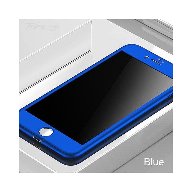 Luxury 360 full cover - with tempered glass screen protector - for iPhone - blueProtection