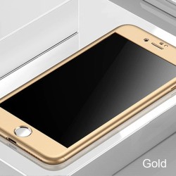 Luxury 360 full cover - with tempered glass screen protector - for iPhone - goldCase & Protection