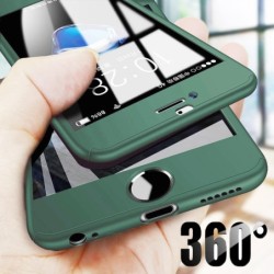 Luxury 360 full cover - with tempered glass screen protector - for iPhone - redProtection