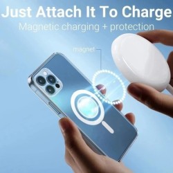 Magsafe wireless charging - transparent magnetic case - magnetic leather card holder - for iPhone - orangeProtection