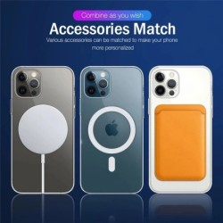 Magsafe wireless charging - transparent magnetic case - magnetic leather card holder - for iPhone - orangeProtection