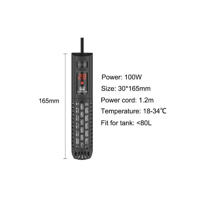 Aquarium submersible heater - LCD display - adjustable - constant temperature controlAquarium