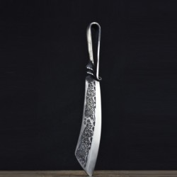 9.3 inch chopping knife - kitchen - hunting - wood cutter - handmade forged steel - tiger designSteel
