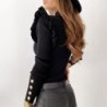 Long sleeve turtleneck - ribbed sweater - buttons / rufflesHoodies & Jumpers