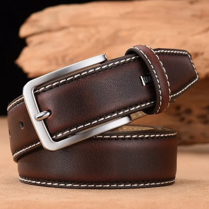 Designers mens belt - genuine leather - metal buckle - brownBelts