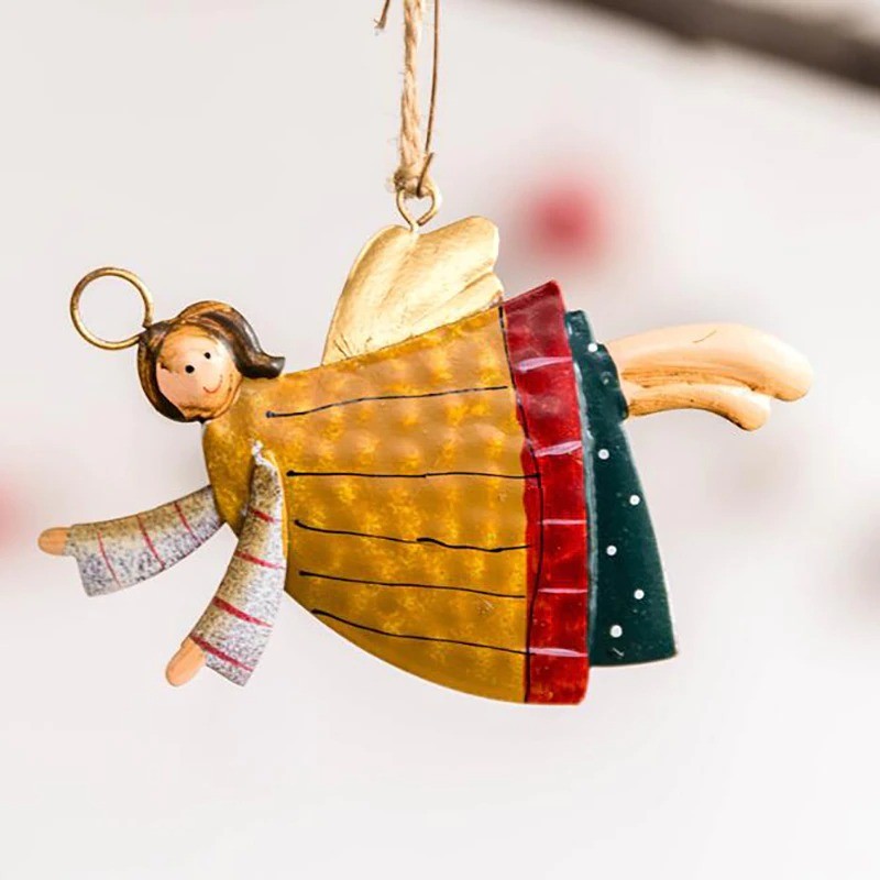 Christmas decoration - hanging metal ornaments - angel - Santa ClausChristmas