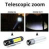 Mini LED flashlight - USB - COB - waterproof - telescopic zoomTorches