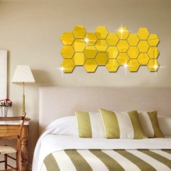 Hexagon shaped mirror - wall sticker - 12 piecesWall stickers