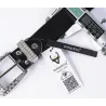 Fashionable leather belt - with holes / rhinestones - metal buckleBelts
