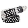 Fashionable leather belt - with holes / rhinestones - metal buckleBelts