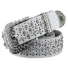 Fashionable leather belt - with holes / rhinestones - metal buckleBelts