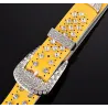 Fashionable leather belt - with holes / rhinestones - metal buckleBelts