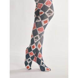 Halloween tights - playing cards print - greyLingerie