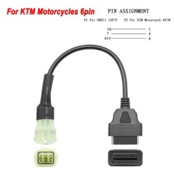 OBD2 16 pin to 3 Pin / 6 Pin - cable for KTM - adapter for motorcycle - ECU software tuningDiagnosis