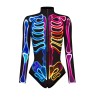 Sexy bodysuit - long sleeve - with a zipper - skeleton printBlouses & shirts