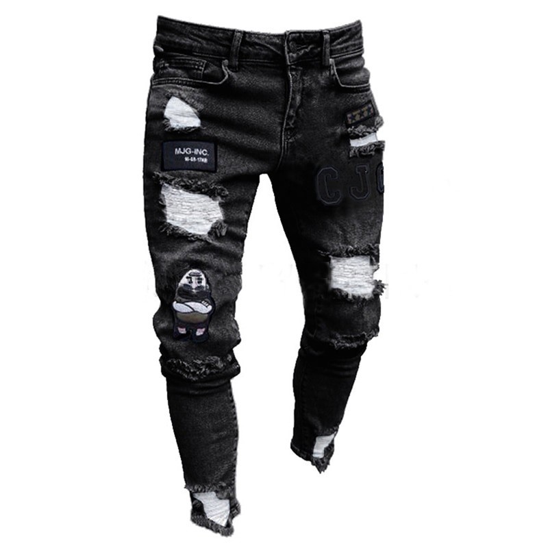 Stretchy ripped - biker Jeans - Slim Fit DenimPants