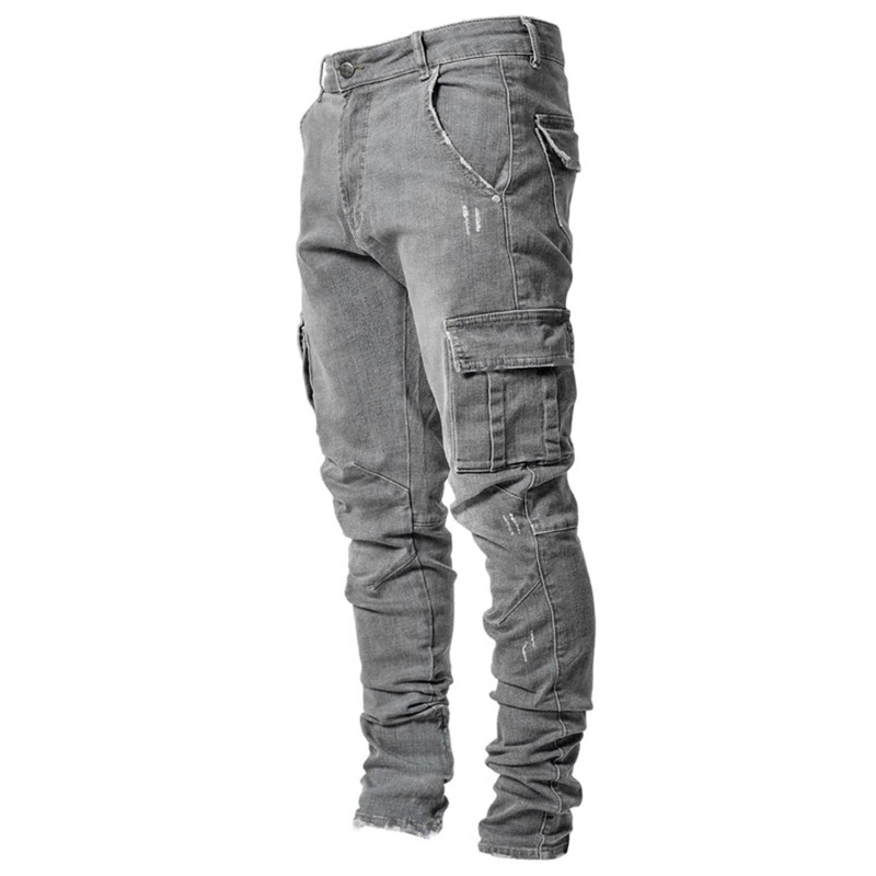 Stretchy jeans - biker style - side pockets - Slim FitPants