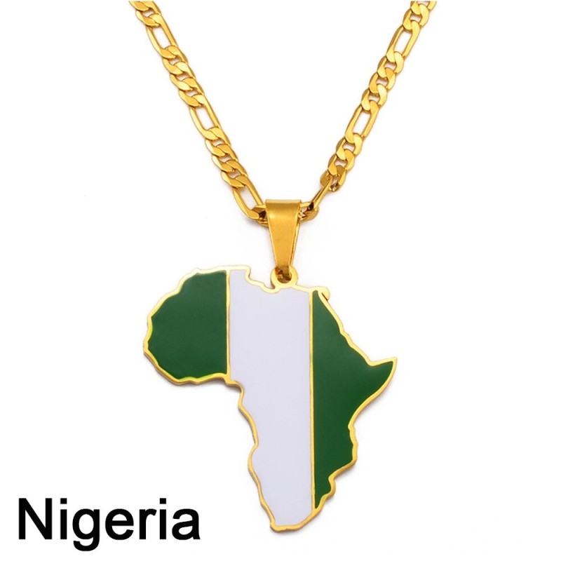Necklace with African countries pendant - gold - 60cmNecklaces