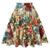 Trendy knee length skirt - vintage A-line - high waist - cotton - colorful printDresses
