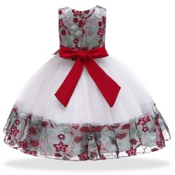 Elegant girls dress - floral lace - tie up bow strapClothing