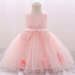 Flower lace dress - with bow - crystals - sequinsClothes
