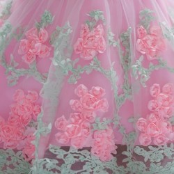 Elegant girls dress - flower chiffon - zipper - bowClothes