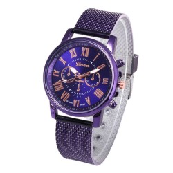 GENEVA - fashionable Quartz watch - Roman numerals - leather strapWatches