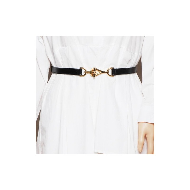 Thin leather belt - gold loose buckleBelts