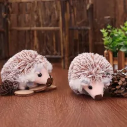 Hedgehog keychain - plush pom pomKeyrings