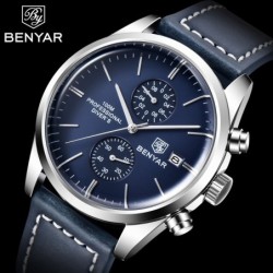 BENYAR - sports Quartz watch - 100m waterproof - leather strapWatches