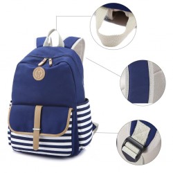 Striped canvas backpack - schoolbag - 3 pieces setBags