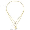 Double chain necklace - flower / crystal pendantNecklaces